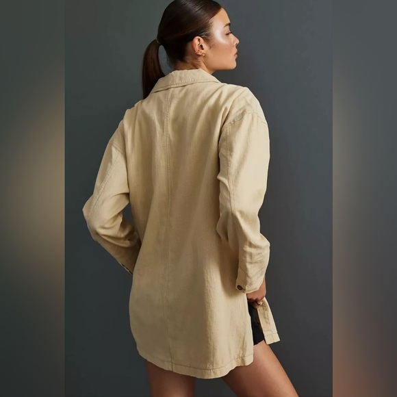 Pilcro Linen Oversized Tan Blazer‎ Size M Beige - Picture 3 of 11
